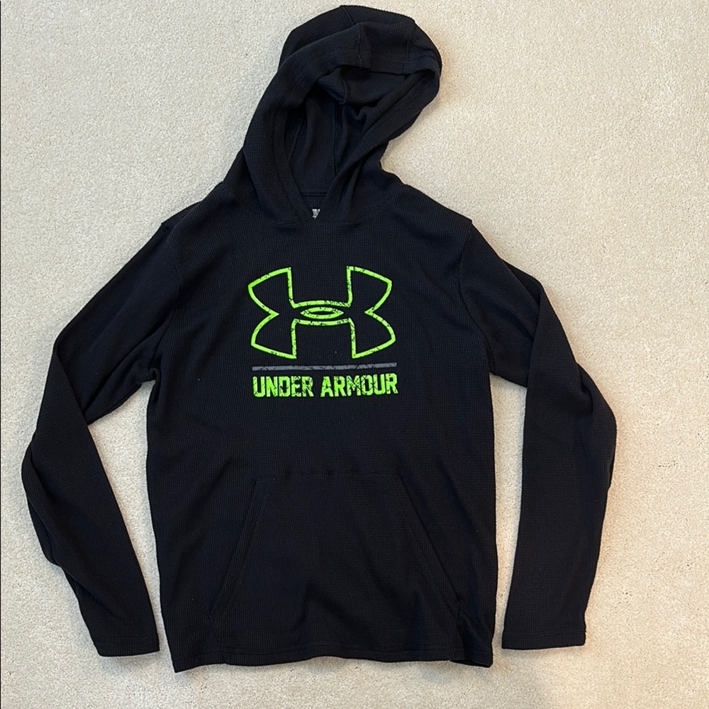 Under Armour Black Hoodie with Bright Green Logo